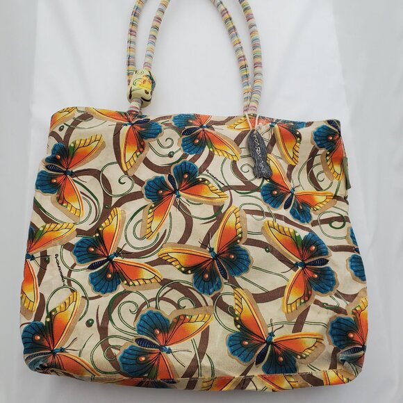 Vintage Karwan Hawaiian Butterfly Canvas beach Tote - XL - Picture 1 of 9